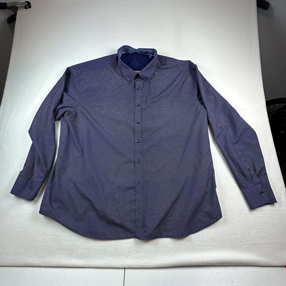 Con.Struct Shirt Mens Size 2X Big Blue Polka Dot Stretch Button Up Long Sleeve - Picture 1 of 12